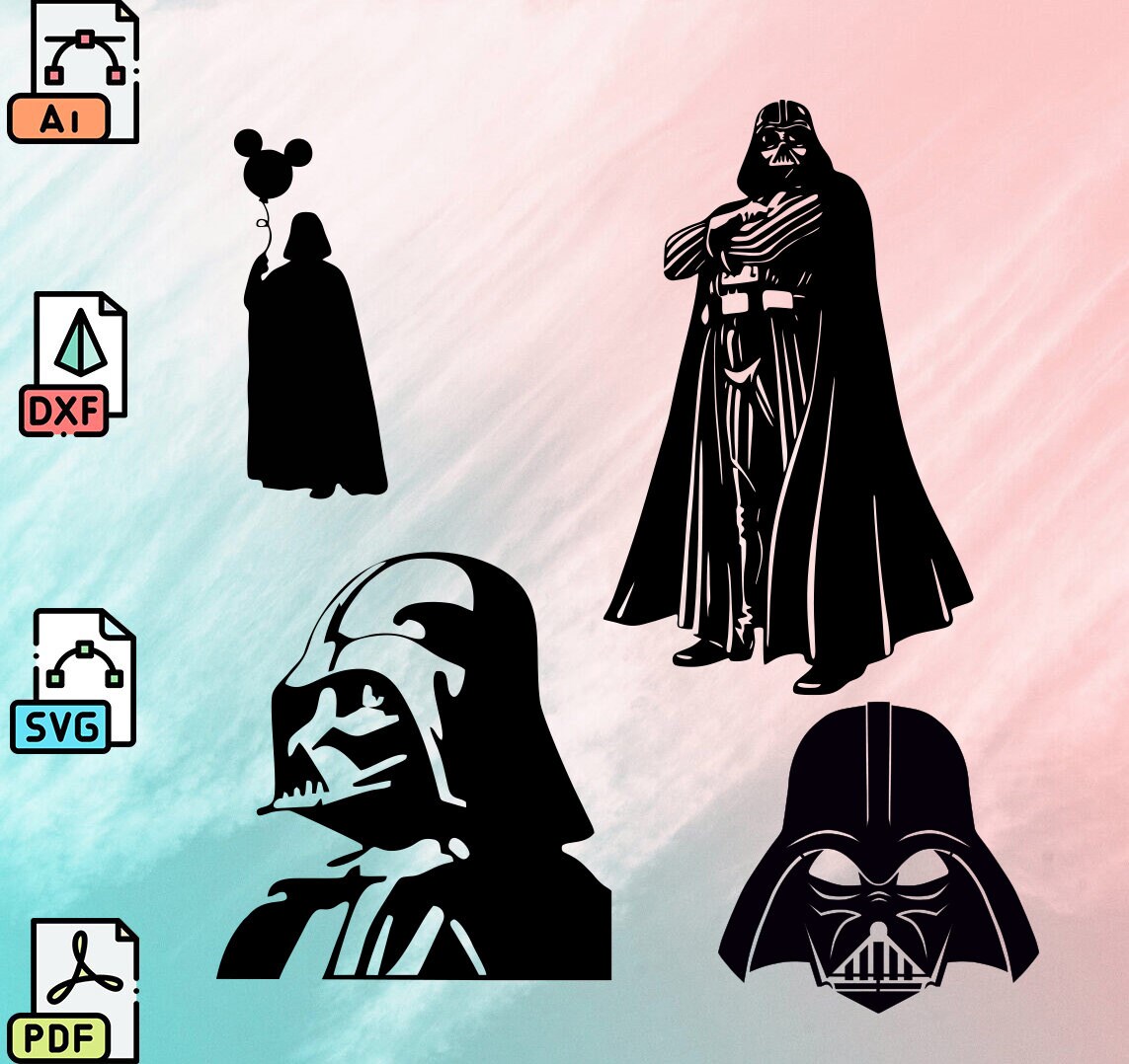 Darth Vader Star Wars 4 Svg Dxf File Wall Sticker Pdf Silhouette 