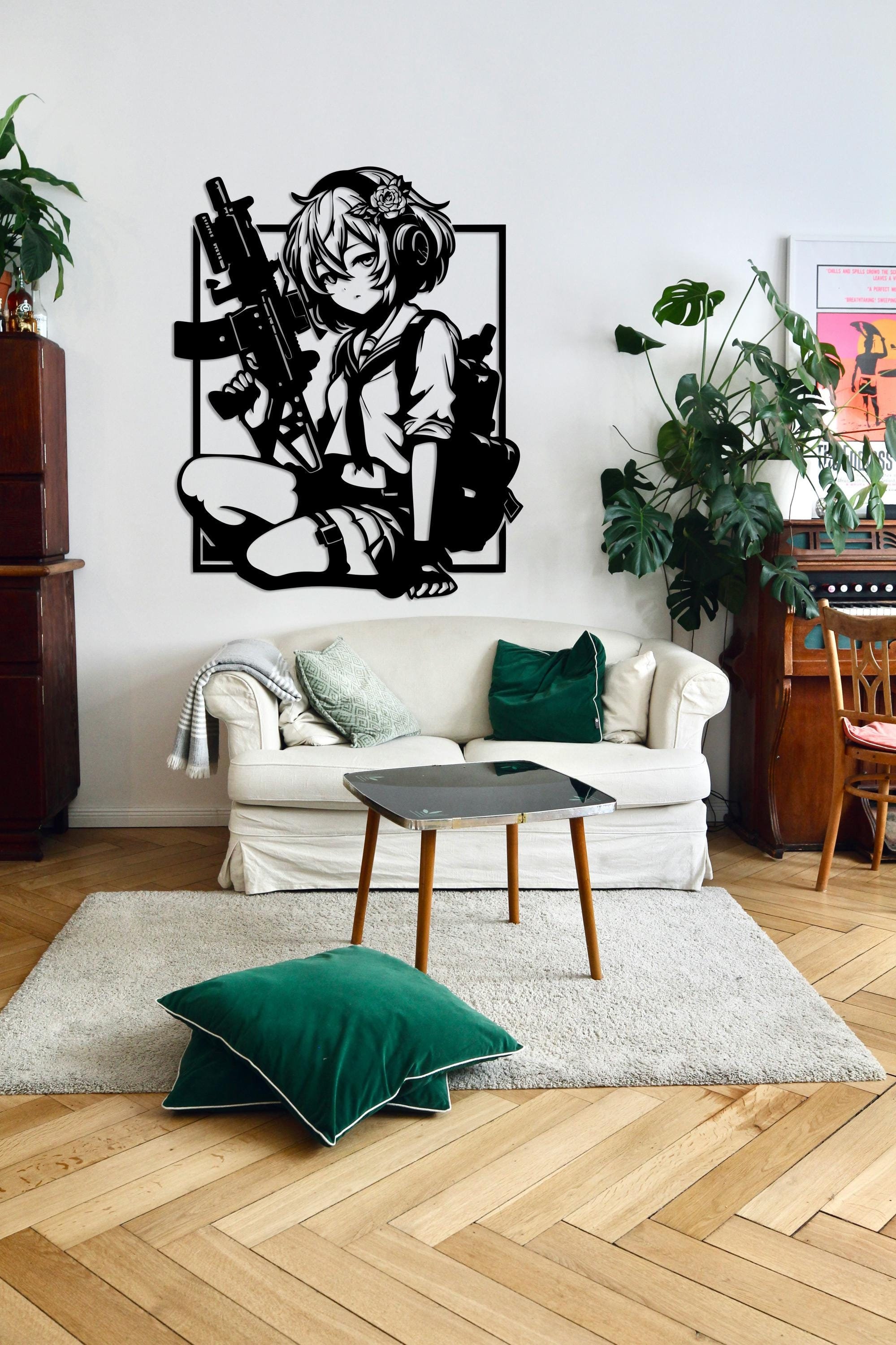 Anime Girl With Weapon Original Packet Svg Dxf File Wall Sticker Pdf ...