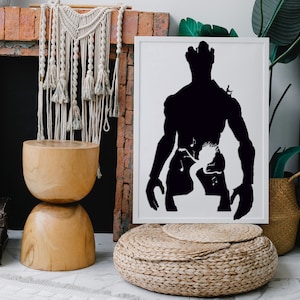 Groot Marvel Superhero file in formato svg dxf adesivo da parete modello pdf router di taglio cnc download immediato di vettore digitale