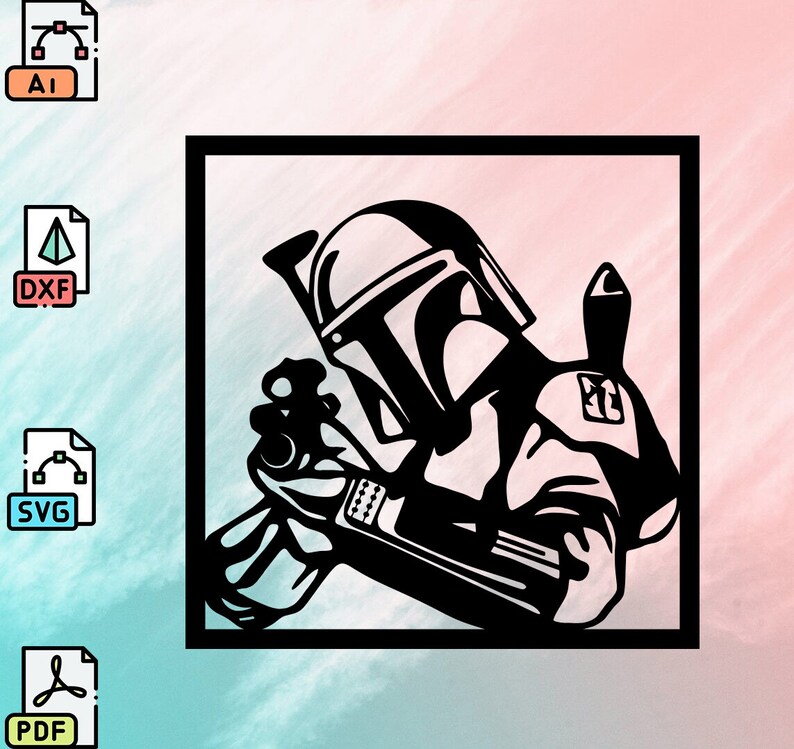 Star Wars Svg Dxf File Wall Sticker Pdf Silhouette Template Cnc Cutting ...