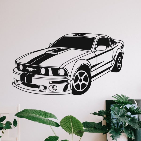 Mustang svg dxf file wall sticker pdf silhouette template cnc cutting router digital vector instant download