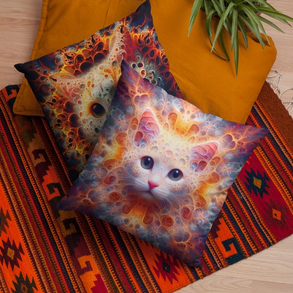 Cats Pillows, Cats lovers Gift, Cats Lovers Pillows, Vibrant Unique Cat Duo Pillow Set of 2  Instant Download