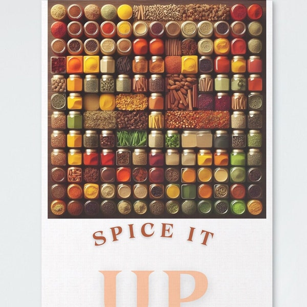 Spices Wall Art, Kitchen Decor, Kitchen Gift, Spice Shelf Art, Colorful Kitchen Art  Instant Download