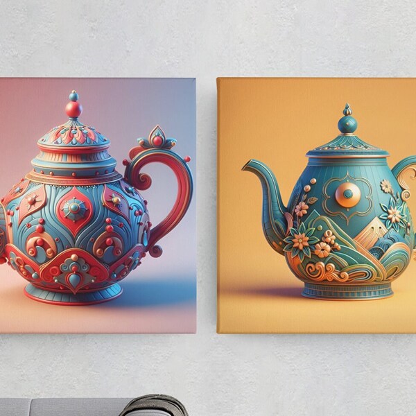 Teapot Wall Art, Tea Lovers Gift, Kitchen Gift, Coddiwomple Wall Art, Different Wall Art, One-OF-A-kind Wall Art Set of 2  Instant Download