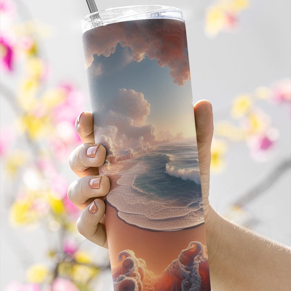 Sunset Tumbler Serenity Impasto Art Style Paint Tumbler 20 oz  Instant Download