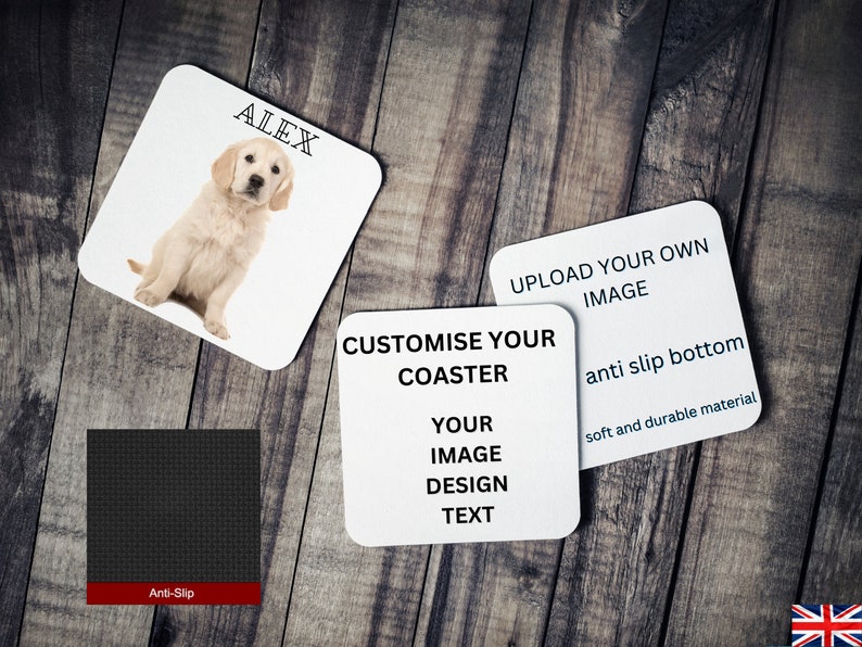 Customise Your Coaster with any picture and text 
Mat Rubber Coaster 
Anti slip bottom 
Soft and durable material