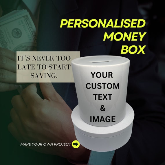 Custom Ceramic Piggy Bank: Personalized Text & Image, Kids Gift