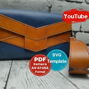 Patrón de cartera de cuero, patrón de cartera grande de mujer, plantilla de cartera, plantilla de cartera, patrón de cartera de mano, patrón de monedero, pdf SVG