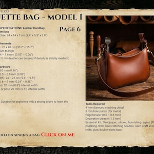 Women's Bag Pattern - DIY Leather - Download PDF - Bag Template PDF Pattern - Bag Pattern - Women's Handbag - Digital Pattern pdf - Bag svg image 4