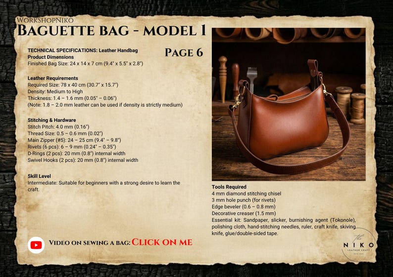 Women's Bag Pattern - DIY Leather - Download PDF - Bag Template PDF Pattern - Bag Pattern - Women's Handbag - Digital Pattern pdf - Bag svg image 4