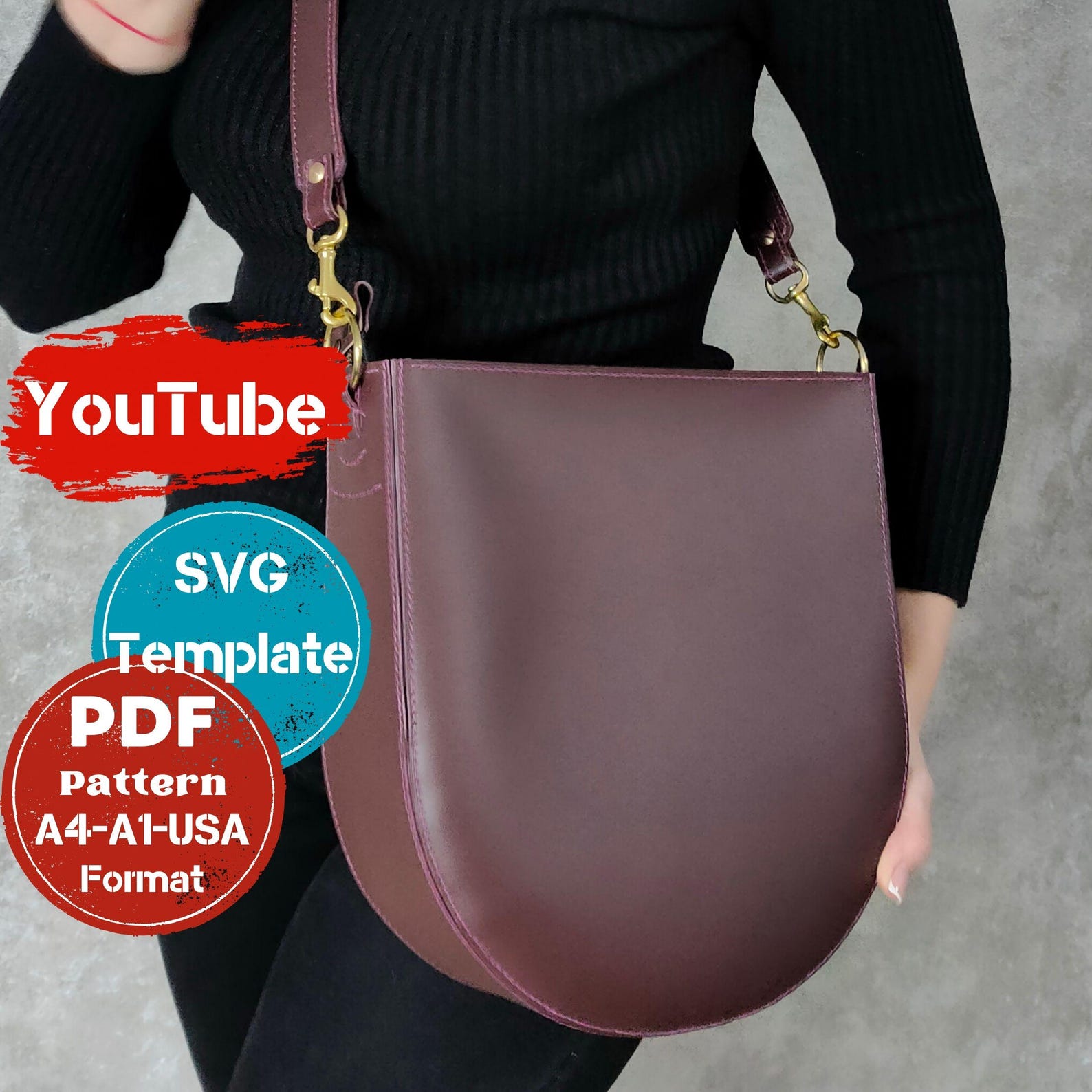 Leather Crossbody Bag Pattern PDF, Minimalist Shoulder Bag Template ...