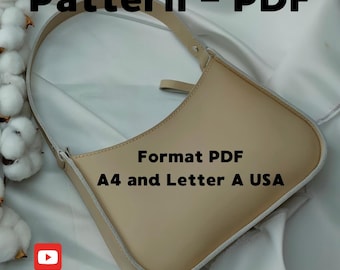 Padrão de couro feito à mão: bolsa de ombro DIY estilosa, padrão simples, instruções passo a passo e instruções de bolsa, padrão de uma bolsa