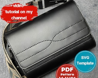 Leather Crossbody Bag Sewing Pattern – SVG, PDF (A4, US Letter) Template