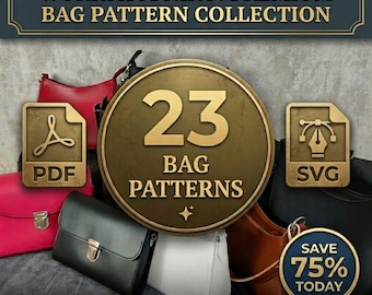 23 Leather Bag Patterns Collection, Beginner Friendly PDF & SVG (Digital Download)