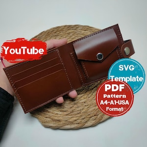 Patrón de billetera de cuero PDF, plantilla de billetera plegable PDF, patrón de billetera para hombre A4, billetera plegable de cuero, patrón de billetera plegable, billetera plegable PDF