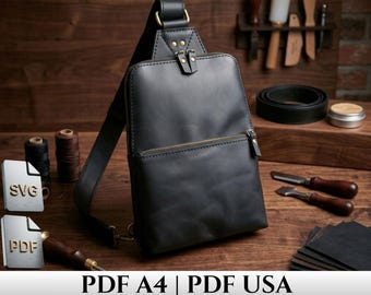 Leather Sling Bag Pattern PDF and SVG, Men’s Crossbody Chest Template, Video tutorial