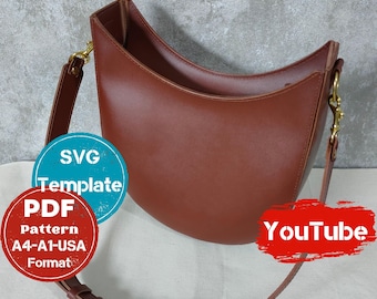 Patron de couture pour sac bandoulière en cuir, modèle croissant moderne (patron PDF)