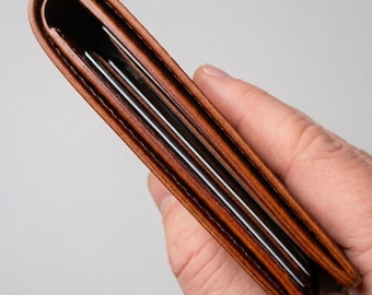 Hand-sewn Italian Leather Bifold Wallet, Minimalist Slim Front Pocket Card Holder