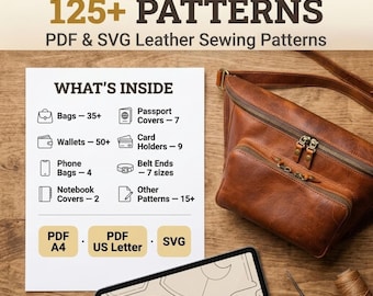 Leather Bag Pattern & Wallet Template Bundle – 115+ DIY Leathercraft Patterns (PDF | SVG)