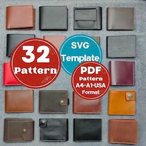 Leder Geldbörse Muster Set mit zusätzlichen Geschenken, Leder Bifold Wallet Bundle, DIY-Leder Handwerk Vorlagen, Leder Muster Pdf, Mockup Geldbörse