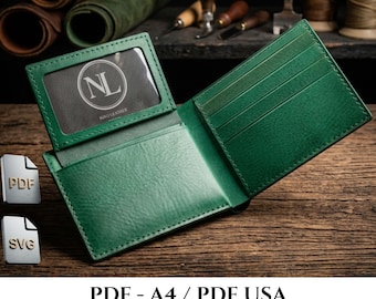 Leather Wallet Pattern PDF, Bifold Wallet Template, Slim Wallet Pattern, ID Card Holder Template, Leathercraft DIY, Digital Pattern