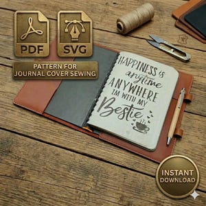 Planner/Diary, Leather Cover, A5 Size, Downloadable PDF, Pattern, Sewing Template, DIY Leather Notebook, Pattern Notebook, PDF Notebook