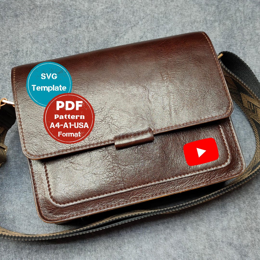 Women's Leather Crossbody Bag Pattern in PDF and SVG Formats - Shoulder ...