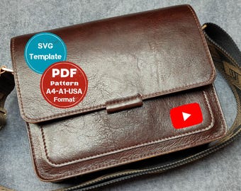 Patron de sac bandoulière | Gabarit de sac à main en cuir (téléchargement PDF, SVG) | Tutoriel de couture de sac à main