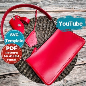 Leder Frauen Handtasche Muster, Umhängetasche Vorlage, Tasche pdf, Schultertasche Muster, kleine Handtasche Muster, Taschenvorlage, Muster der Tasche svg