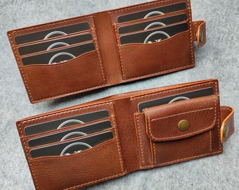 Handmade Leather Bifold Wallet with Coin Pocket | Personalized Mens Gift | Compact Front Pocket Wallet | EDC Slim Coin Purse