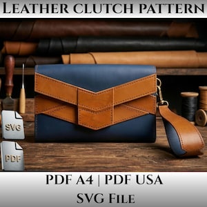 Schnittmuster für eine Lederclutch (PDF), Vorlage für eine große Damengeldbörse, DIY-Handtaschenprojekt