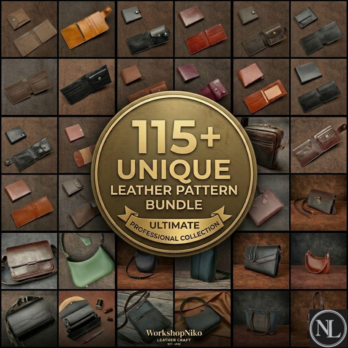 Leather Bag Pattern & Wallet Template Bundle – 115+ DIY Leathercraft ...
