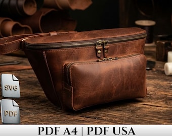 Leather Sling Bag Pattern, Large Chest Crossbody DIY, PDF SVG Leathercraft, Instant Download