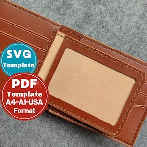 Patrón de billetera de cuero (PDF), billetera de cuero DIY, patrón de billetera para hombre, plantilla de billetera de cuero, patrón de billetera A4, plantilla SVG de billetera de cuero