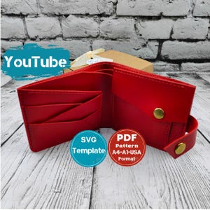 Patrón PDF para billetera mini (PDF), patrón de billetera de cuero para mujer, bricolaje, patrón digital, billetera de cuero digital, patrón digital PDF SVG