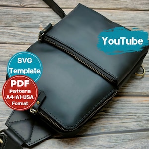 Modèle PDF de sac à bandoulière unisexe en cuir, modèle de sac à dos DIY, modèle de sac à bandoulière, modèle de petit sac de voyage, sac en cuir pour homme, modèle