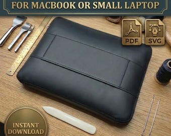 Leather Laptop Sleeve Pattern, MacBook Case Template, DIY Craft (PDF SVG)