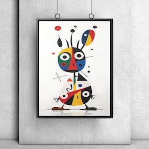 Joan Miró style wall art, abstract and modern chic art, colorful art print, wall decor. Gift for the home. Poster and canvas print.