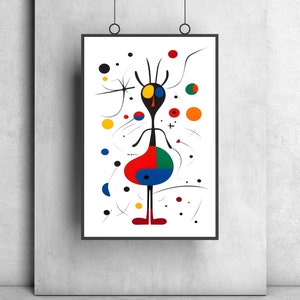 Joan Miró style wall art, abstract and modern chic art, colorful art print, wall decor. Gift for the home.