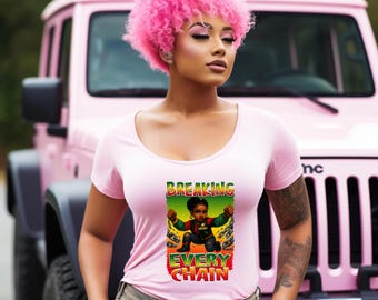 Juneteenth PNG: Black Girl Breaking Chains - Sublimation Design (Digital Download