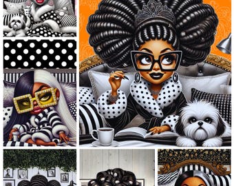 Copertine di riviste afrocentriche PNG / Black Girl Glam Art, 5x7 (download digitale)