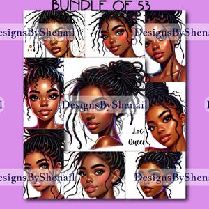 Afrofuturism Digital Art | Locs & Curly Hair Illustration | Black Girl Magic Print DTF Transfer