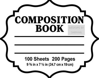 Composition Notebook Label: Black & White Designs (Digital Download, SVG PNG DXF Files)