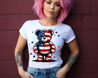 Patriotic Teddy Bear PNG: American Flag Design (Digital Download