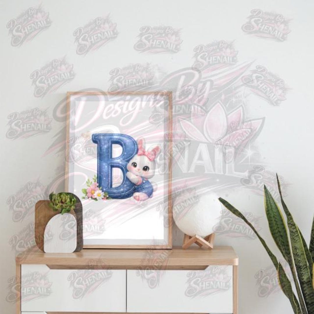 Easter Bunny Denim Alphabet PNG Bundle, Cute Spring Letters and Numbers ...