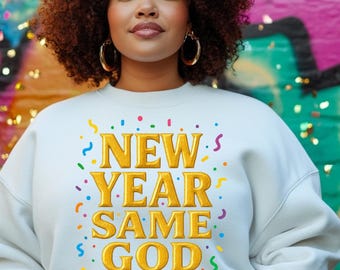 New Year Same God PNG | Christian New Year Design | Faith Celebration Gold Typography | Religious New Year PNG | Instant Download