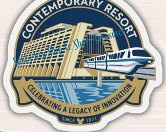 Contemporary Resort Monorail Magnet | Retro Logo Vinyl Decal
