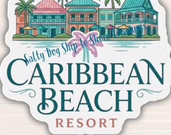 Caribbean Beach Resort Die-Cut Magnet | Tropical Beachfront Illustration