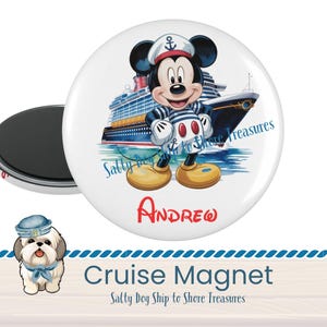 Personalized Captain Mickey Cruise Door Magnet, Stateroom Door Decor Magnet, Vacation Keepsake Refrigerator Magnet, Fish Extender Gift