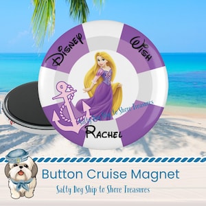 Nautical Rapunzel Cruise Magnet, Custom Princess Stateroom Door Magnet, Fish Extender Gift, Nautical Princess Magnet